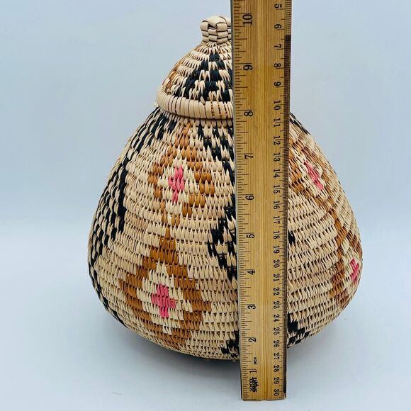 Authentic Traditional South African Hand Woven ZULU Ukhamba Basket w. Lid 10" - Picture 11 of 12